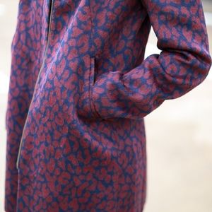 Loft Jacquard Coat Leopard Pattern NWOT Medium